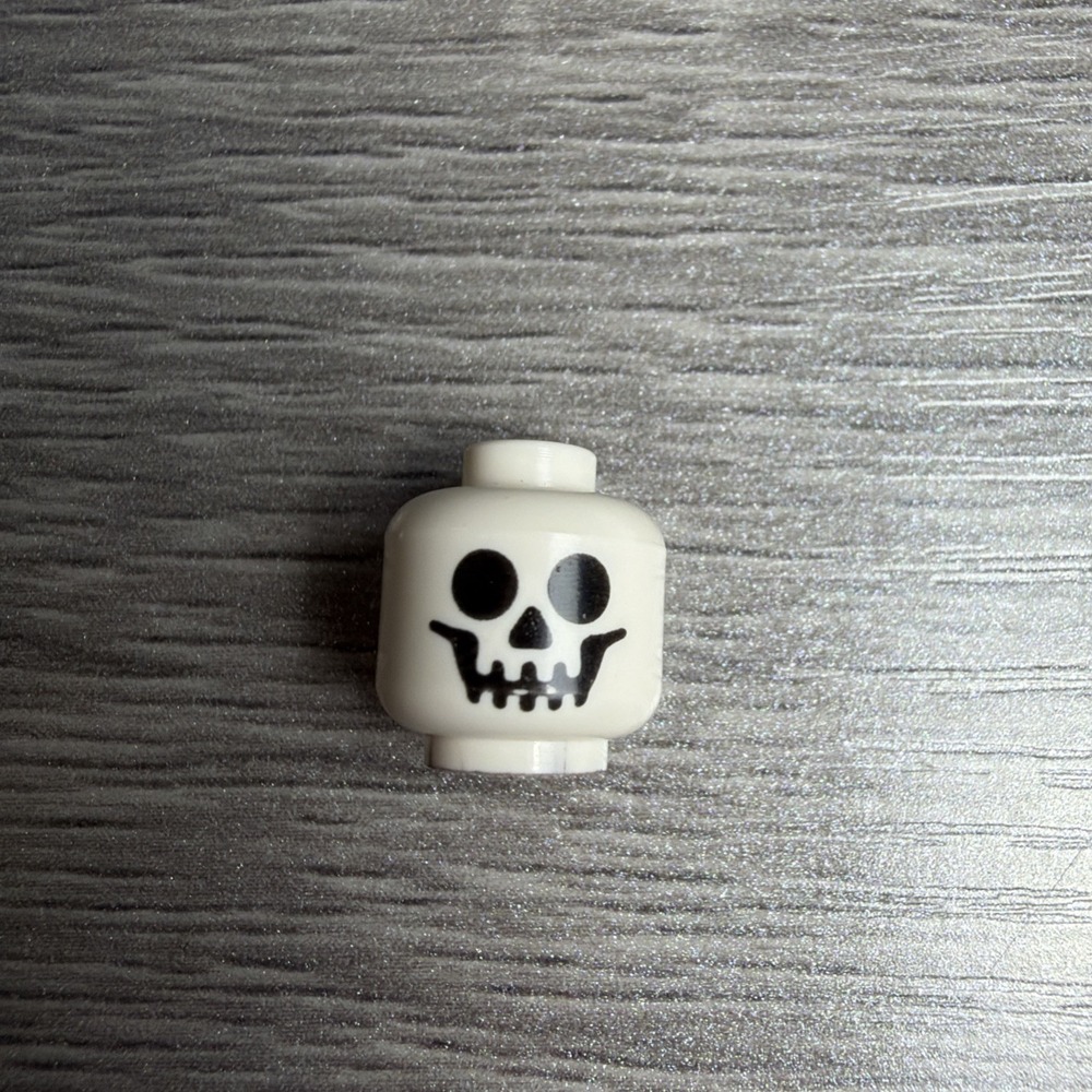 Lego Halloween SKELETON MINIFIG HEAD White Black Standard Skull D819